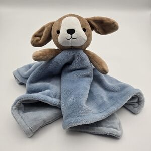 Carters Brown Puppy Plush Soft Blue Security Blanket Lovey Keepsake Baby Boy
